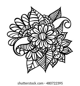Doodle abstract flower. Vector illustration