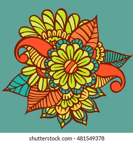 Doodle abstract flower. Vector illustration