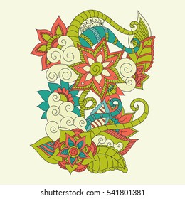 Doodle abstract flower. Vector illustration 