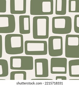 Doodle abstract geometric print in green color. Scandinavian style seamless pattern. Repeated texture for fabric wrapping paper wallpaper tissue. Vector illustration.