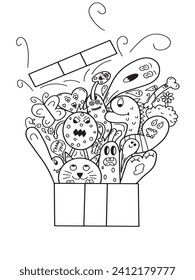 doodle abstract gift box