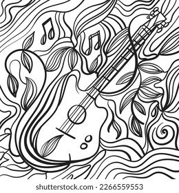 doodle abstract guitar music backgrouns vector illustration