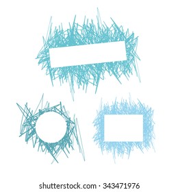 Doodle abstract hand-held line with space for text. Set of characters.
