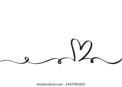 Doodle abstract heart continuous line drawing. Vector illustration