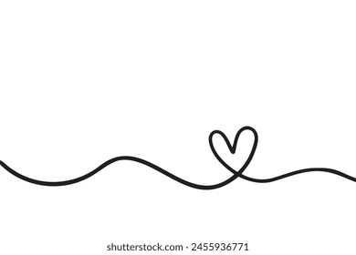 Doodle abstract heart continuous line drawing. Vector illustration