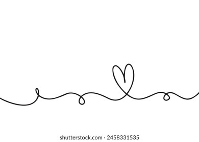 Doodle abstract heart continuous line drawing. Vector illustration