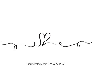 Doodle abstract heart continuous line drawing. Vector illustration