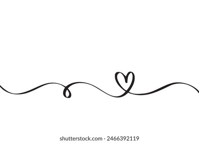 Doodle abstract heart continuous line drawing. Vector illustration