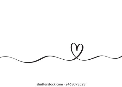 Doodle abstract heart continuous line drawing. Vector illustration