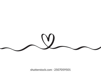 Doodle abstract heart continuous line drawing. Vector illustration