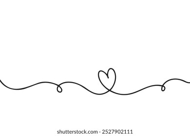 Doodle corazón abstracto dibujo de línea continua. Ilustración vectorial