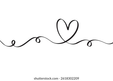 Doodle abstract heart continuous line drawing. Vector illustration