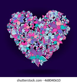 Doodle abstract heart. Vector illustration