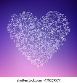 Doodle abstract heart. Vector illustration
