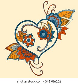 Doodle abstract heart. Vector illustration 