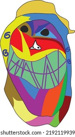 doodle abstract illustration colorful doodle abstract style face illustration 