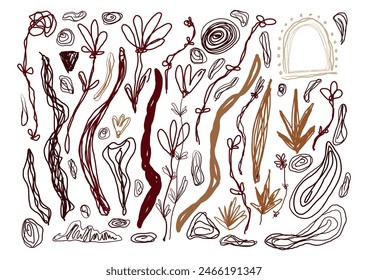 doodle abstract organic floral vector set