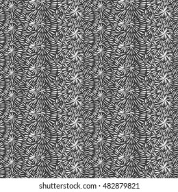 Doodle abstract pattern. Ink strokes abstract ornament. Doodle style seamless texture. Vector boho pattern for fashion textile, interior fabric or printed products.