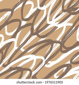 doodle abstract pattern irregular chaotic waves zigzags on contrasting beige background 