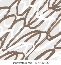 doodle abstract pattern irregular chaotic waves zigzags on contrasting beige background 