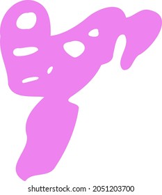Doodle abstract pink flower. Freehand childish decor. Hand drawn flowering plant. Simplest flat spot drawn from loops, curls. Vector illustration for design of backdrops, backgrounds, wallpapers.