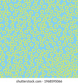 doodle abstract seamless pattern irregular chaotic yellow circles on contrasting background