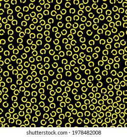 doodle abstract seamless pattern irregular chaotic yellow circles on contrasting background