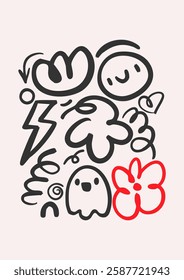 Doodle abstract shapes. Vector illustration.