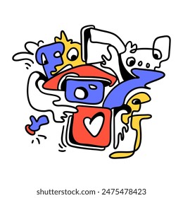 Doodle Abstract Social Media. This doodle is perfect for use as an illustration for a variety of content, such as blogs, websites, social media, and marketing materials.