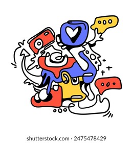 Doodle Abstract Social Media. This doodle is perfect for use as an illustration for a variety of content, such as blogs, websites, social media, and marketing materials.