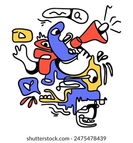 Doodle Abstract Social Media. This doodle is perfect for use as an illustration for a variety of content, such as blogs, websites, social media, and marketing materials.