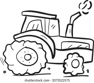doodle abstract tractor , tractor hand drawing , cute tractor