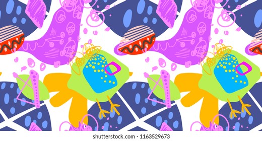 doodle abstract trendy seamless pattern, modern contemporary art vector illustration