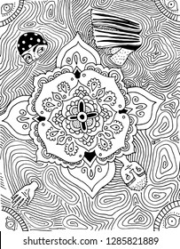 Doodle abstract vector illustration with mandala in the center