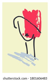 Doodle abstract woman and man face one line drawing. Portret minimalistic style. Creative minimalist hand painted abstract artistic background. Artwork for wall decoration design. Vector illustration