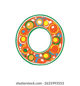 Doodle abstract wreath with mexican pattern.