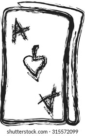 doodle ace of spades, vector illustration