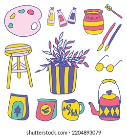 Doodle aesthetic easy editable color 