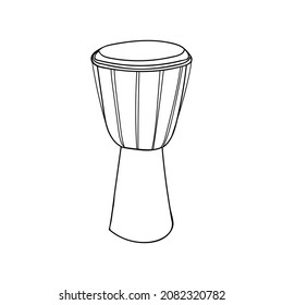 Doodle African djembe illustration in vector. Hand drawn African djembe icon in vector