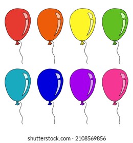 Doodle air balloon set isolated on white background. Childlike style icon.