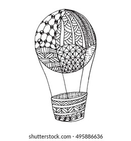 Doodle airballoon - zentangle style. For coloring book