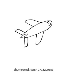Doodle Aircraft. hand drawn of a Aircraftisolated on a white background. Vector illustration sticker, icon, design element