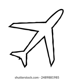 Doodle Airplane sketch. Hand drawn public transport graphic symbol