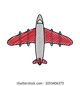 doodle airplane travel transport with turbines and lights