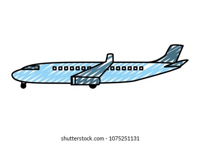 doodle airplane travel transport with windows and tires