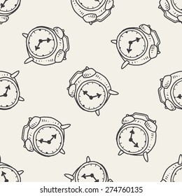 Doodle Alarm Clock Seamless Pattern Background Stock Vector (Royalty ...