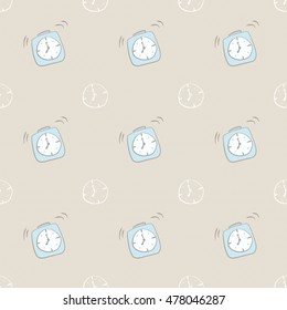 Doodle alarm clock seamless pattern background