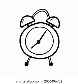 doodle alarm clock. Vector hand-drawn illustration.