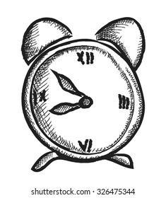 doodle alarm clock, vector illustration