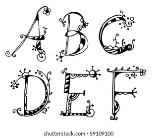 Doodle-Alphabet a-f